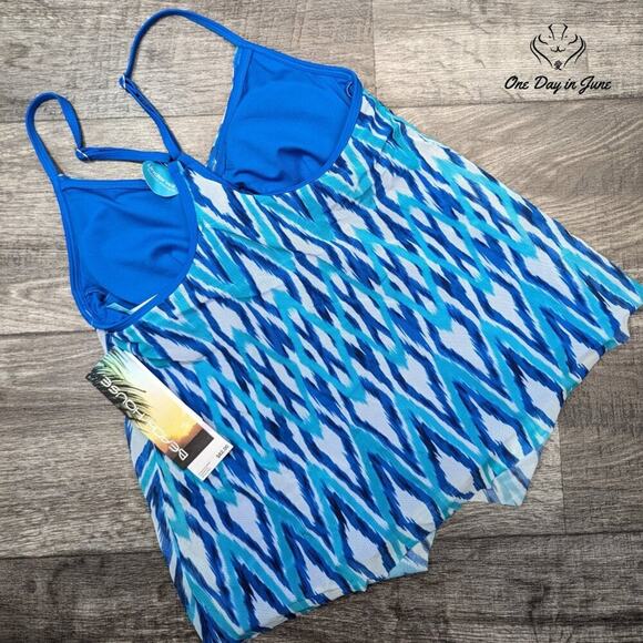 Beach House Layered Underwire Tankini Top Size 6 - Picture 4 of 5